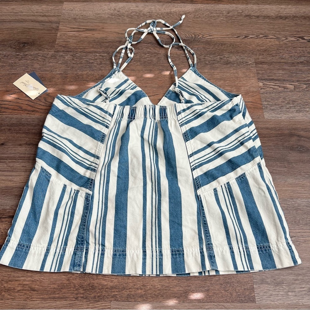 NWT Women's Striped Denim Tank Top - Universal Thread Navy XL - Picture 3 of 7